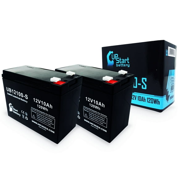 2x Pack - Rascal 355 Fold & Go Battery Replacement - UB12100-S Universal Sealed Lead Acid Battery (12V, 10Ah, 10000mAh, F2 Terminal, AGM, SLA)