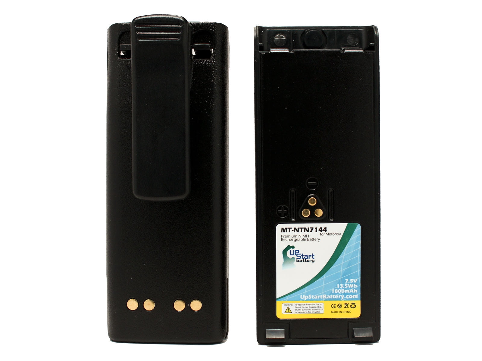 NTN7143C Battery For Motorola Two-Way Radios - 7.5V 1800mAh NI-MH Replacement With Belt Clip, Compatible With GP1200, HT1000, MTS2000