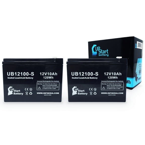 2x Pack - Schwinn S180 Battery Replacement - UB12100-S Universal Sealed Lead Acid Battery (12V 10Ah 10000mAh F2 Terminal, AGM, SLA)