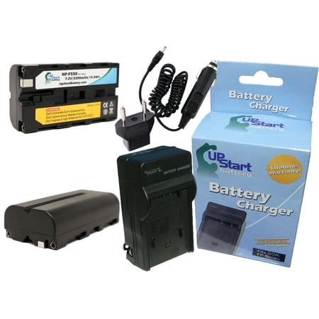 2x Pack - Sony DCR-TRV49E Battery + Charger with Car & EU Adapters - Replacement for Sony NP-F550 Digital Camera Battery and Charger (2200mAh, 7.2V, Lithium-Ion)