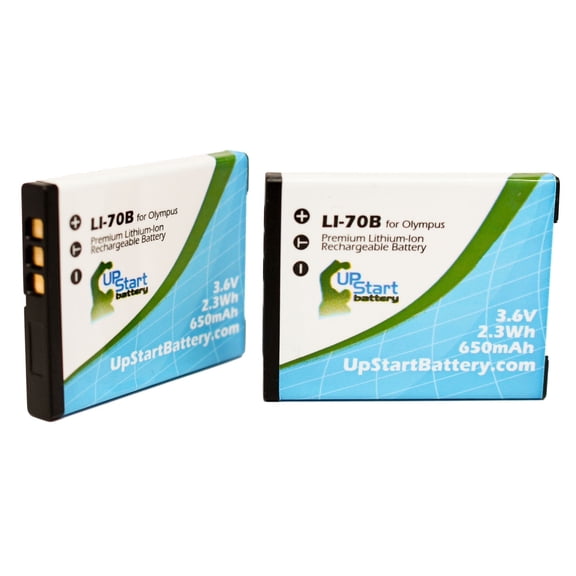 2x Pack - UpStart Battery Olympus VG-160 Battery - Replacement for Olympus LI-70B Digital Camera Battery (650mAh, 3.6V Lithium-Ion)