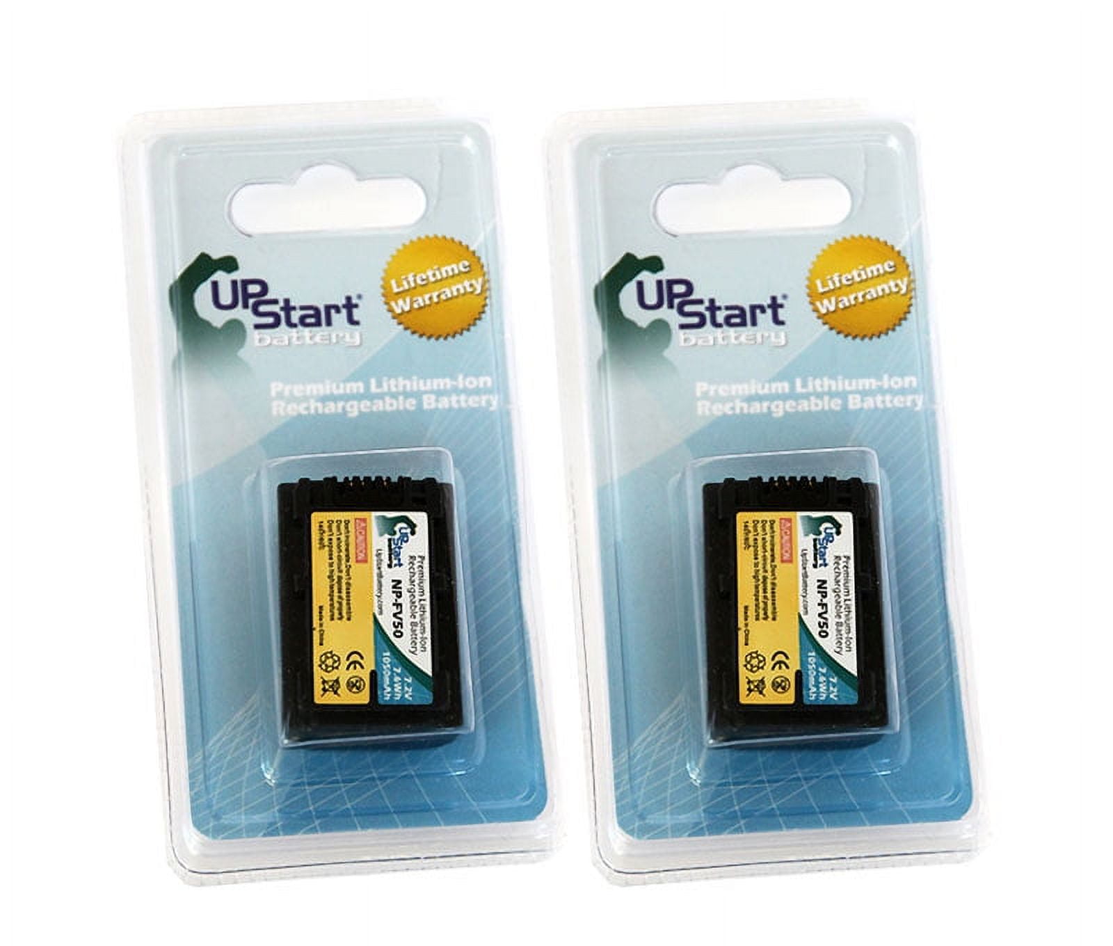 2x Pack - UpStart Battery Sony DCR-SR200E Battery - High Capacity Replacement Sony NP-FV50 Digital Camera Battery (1050mAh, 7.2V, Lithium-Ion)