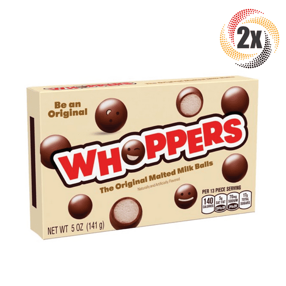 2x Packs Whoppers Original Malted Milk Balls Chocolate Candy Theater Boxes 5oz