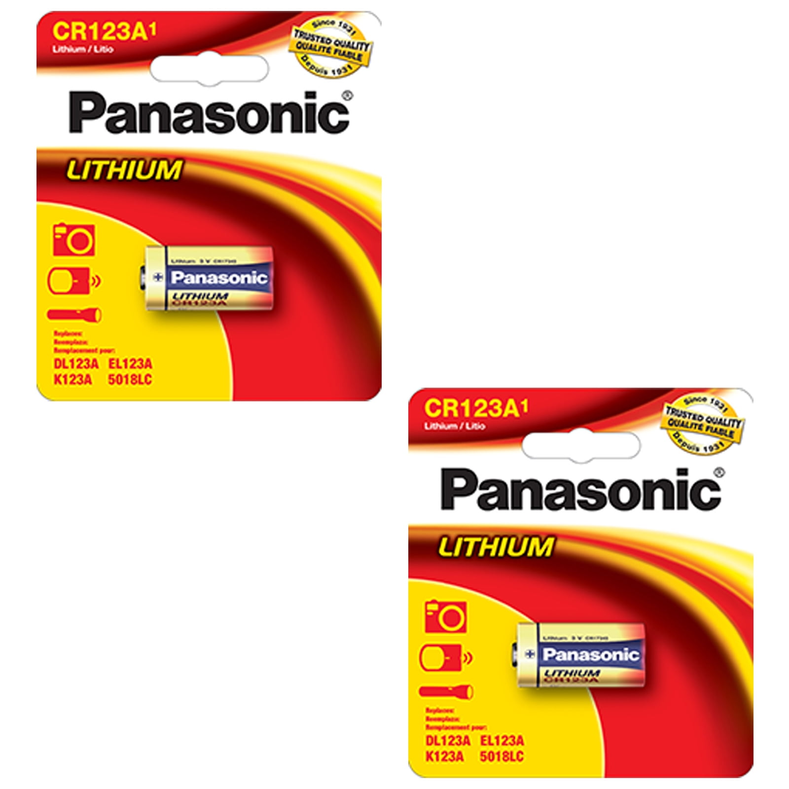 2x Panasonic 3V CR-123 2/3A Photo Battery 123-SANYO, 5018LC, 6205, BR2/3A, CR123