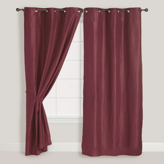 2x Panels/Pair Faux Suede Metal Grommet Curtain Drape Set Washable Burgundy Red 54 x 84