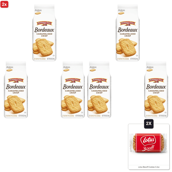 2x | Pepperidge Farm Bordeaux Caramelized Crisp Cookies, 6.75 Oz Bag (Pack Of 3) & 2x Lotus Biscoff Cookies 0.2oz