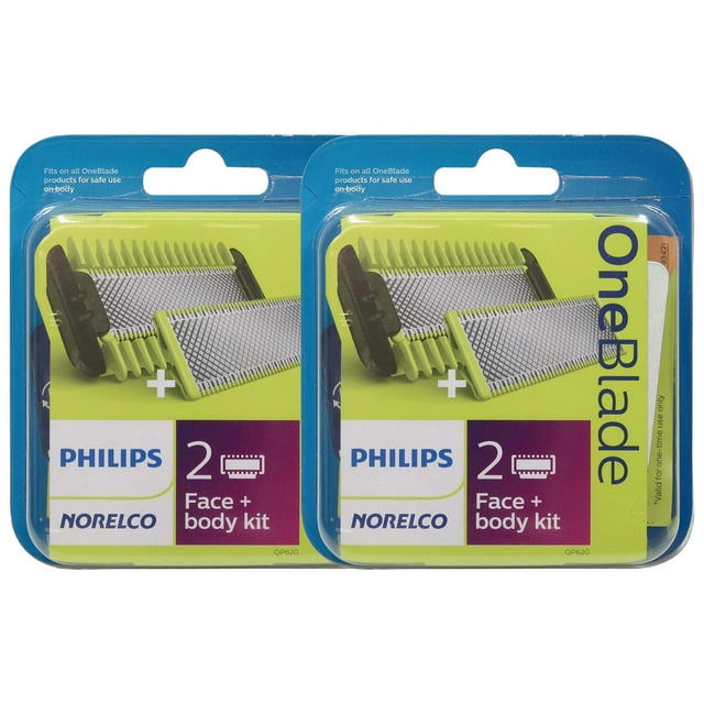 2x Philips Norelco Genuine OneBlade Replacement Blade Face + Body Kit