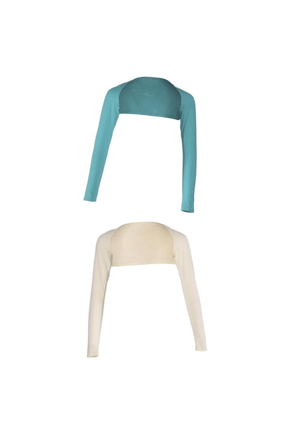 2x Piece Modal Arm Cover Shrug Hijab Tops for Golf Riding Hiking Fishing Blue Beige