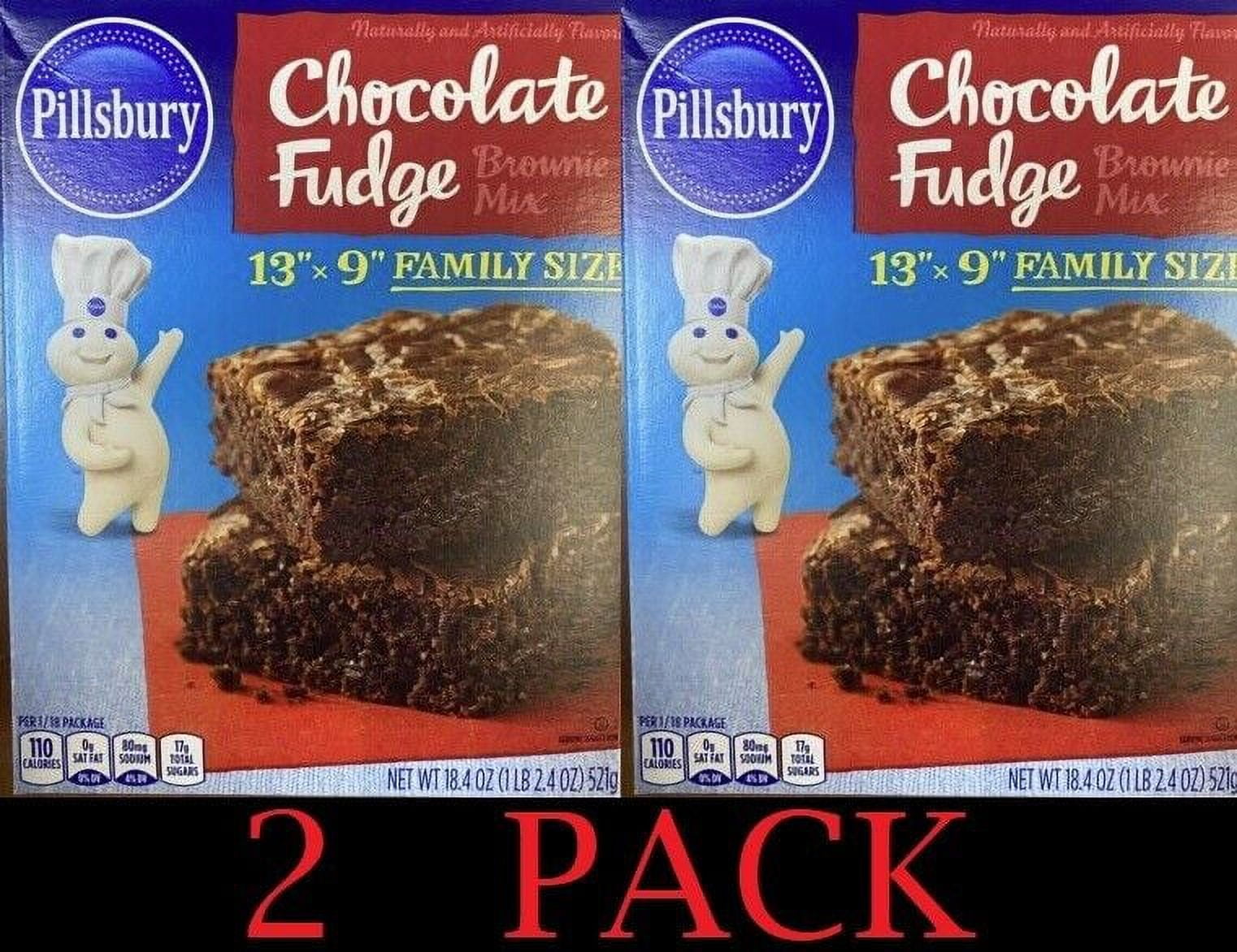 2x Pillsbury CHOCOLATE FUDGE 13" X 9" Family size Brownie Mix 18.4 oz Box 2 PACK