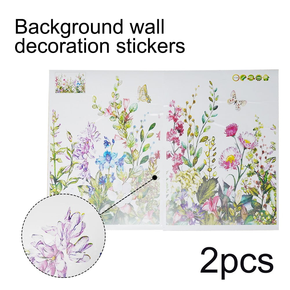 2x Plant Flower Circulation Collage Hall Background Wall Decor Stickers