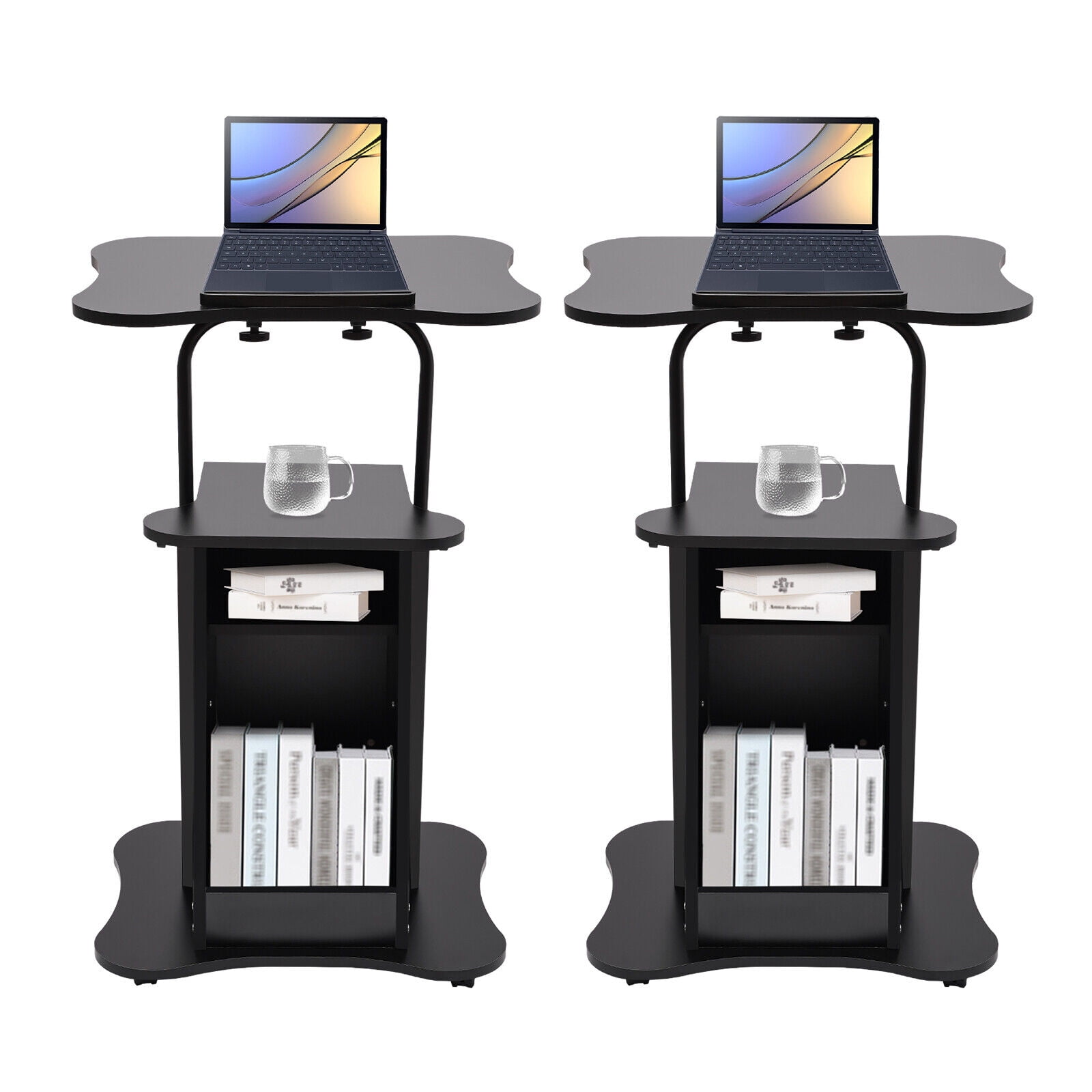 2x Portable Rolling Podium Mobile Laptop Cart Podium Laptop Stand