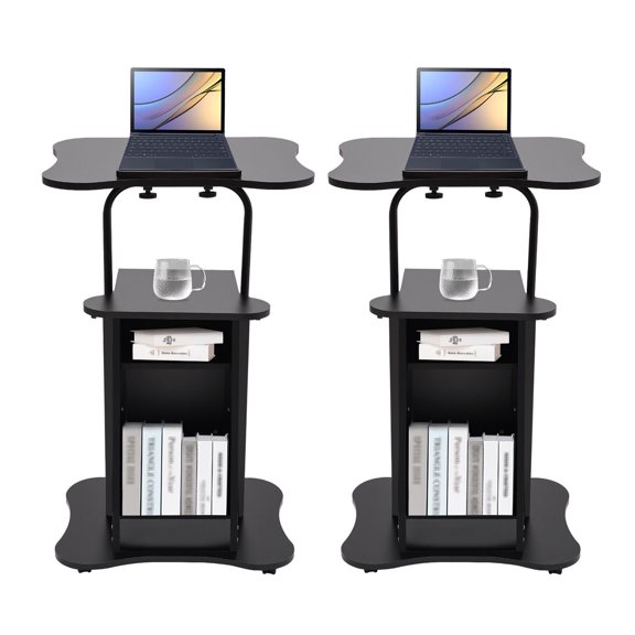 2x Portable Rolling Podium - Mobile Laptop Cart Podium Laptop Stand Portable Lecterns Adjustable Height
