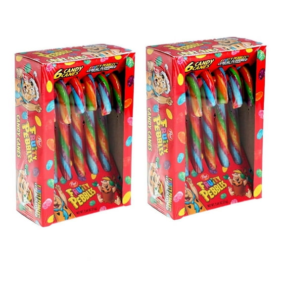2x Post Fruity Pebbles Cereal Flavored Candy Canes, 6-ct. 2.64 oz. Christmas Holiday Season Limited