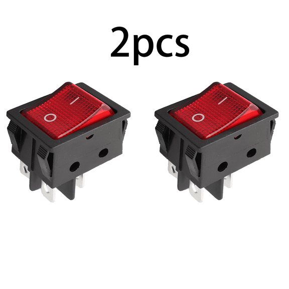 2x Power Heat Press Rocker Power Switch 30A 250V 4 Pin 2 Position ON/Off Rocker Toggle Switch Red Button with Light (2PCS)