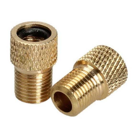 2x Presta-Schrader Valve Stem Air Converter Bike Tire Bicycle Adapter Metal Gold