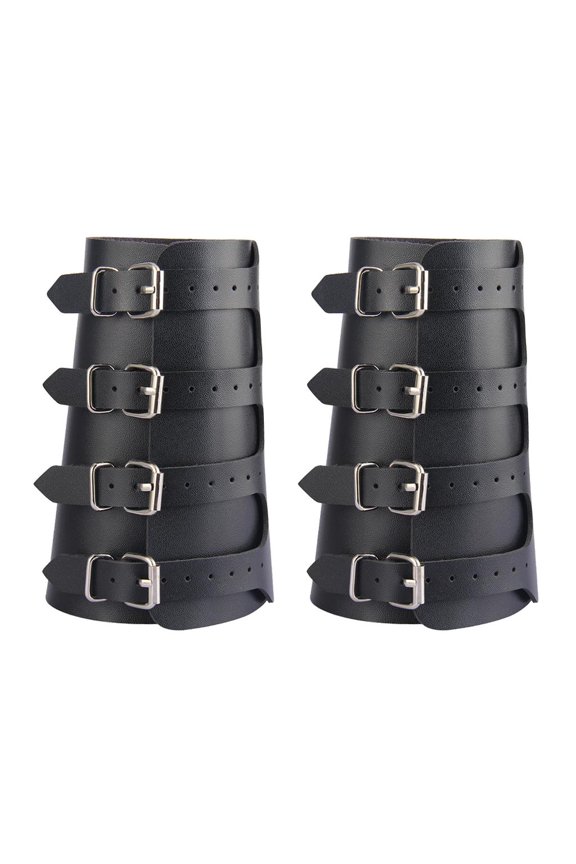 2x Punk Unisex Pu Leather Gauntlet Wristband Bracer Jewelry