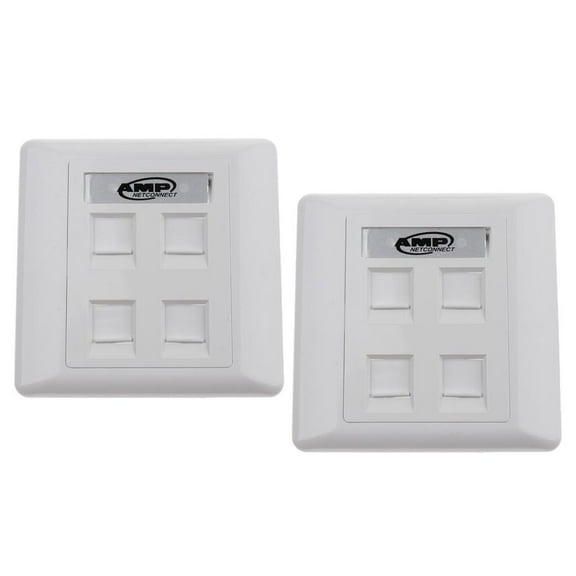 2x Quad Outlet Plate 4 Port /RJ11 Ethernet Network Socket