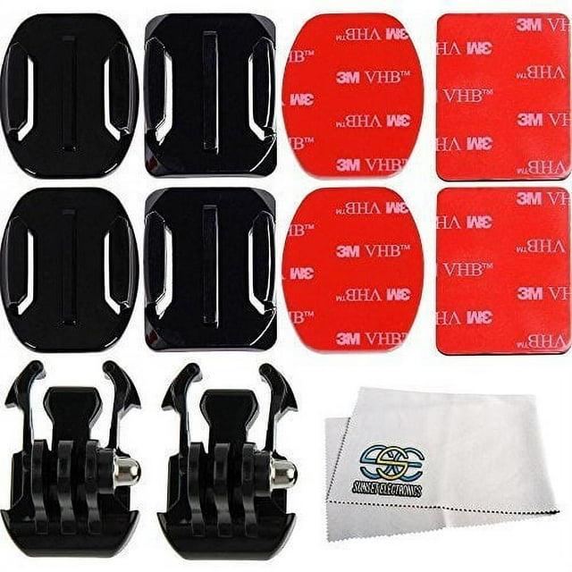 2x Quick Release Buckle Mount + 2x Curved & 2x Flat Adhesive Mounts for