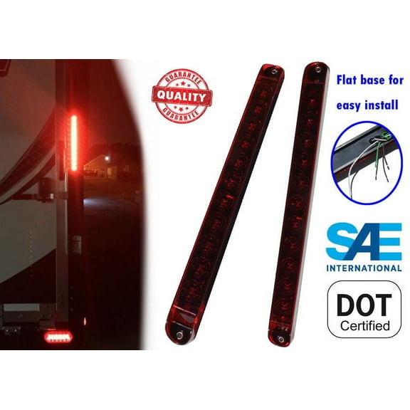 2x RED 17" TRAILER TRUCK STOP TAIL AND TURN LIGHT BAR LED SEALED WATERPROOF EHD