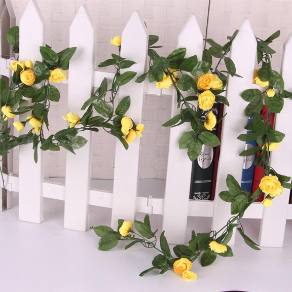 2x ROSE Artificial Silk Flower Garland Pendant For Wedding Decoration Crafts Accessories Yellow