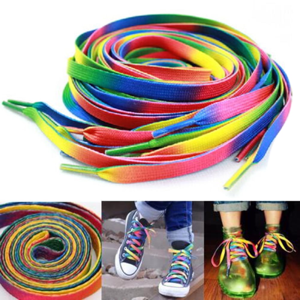 2x Rainbow Candy Colored Shoe Lace Boot Laces Sneakers Shoelaces Strings New Walmart