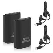 2x Rechargeable Battery Pack+ Plug & Play Cable for Xbox 360 Wireless Controller