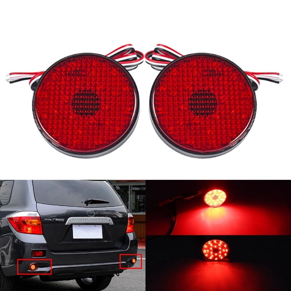 2x Red Lens LED Rear Bumper Reflector Tail Brake Light For Toyota 2008-2010 Highlander/2008-2013 Sequoia/2005-2011 Fortuner/2013-2016 Mitsubishi Outlander Sport/2013-2016 Mitsubishi ASX ZRR70 Voxy /