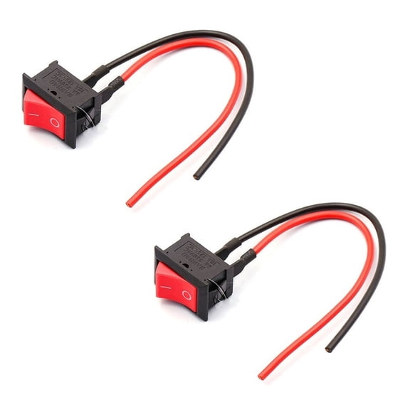 2x Red Rocker Switch on/off Rectangular Push-Fit Car DC 12V 5A Automotive Boat