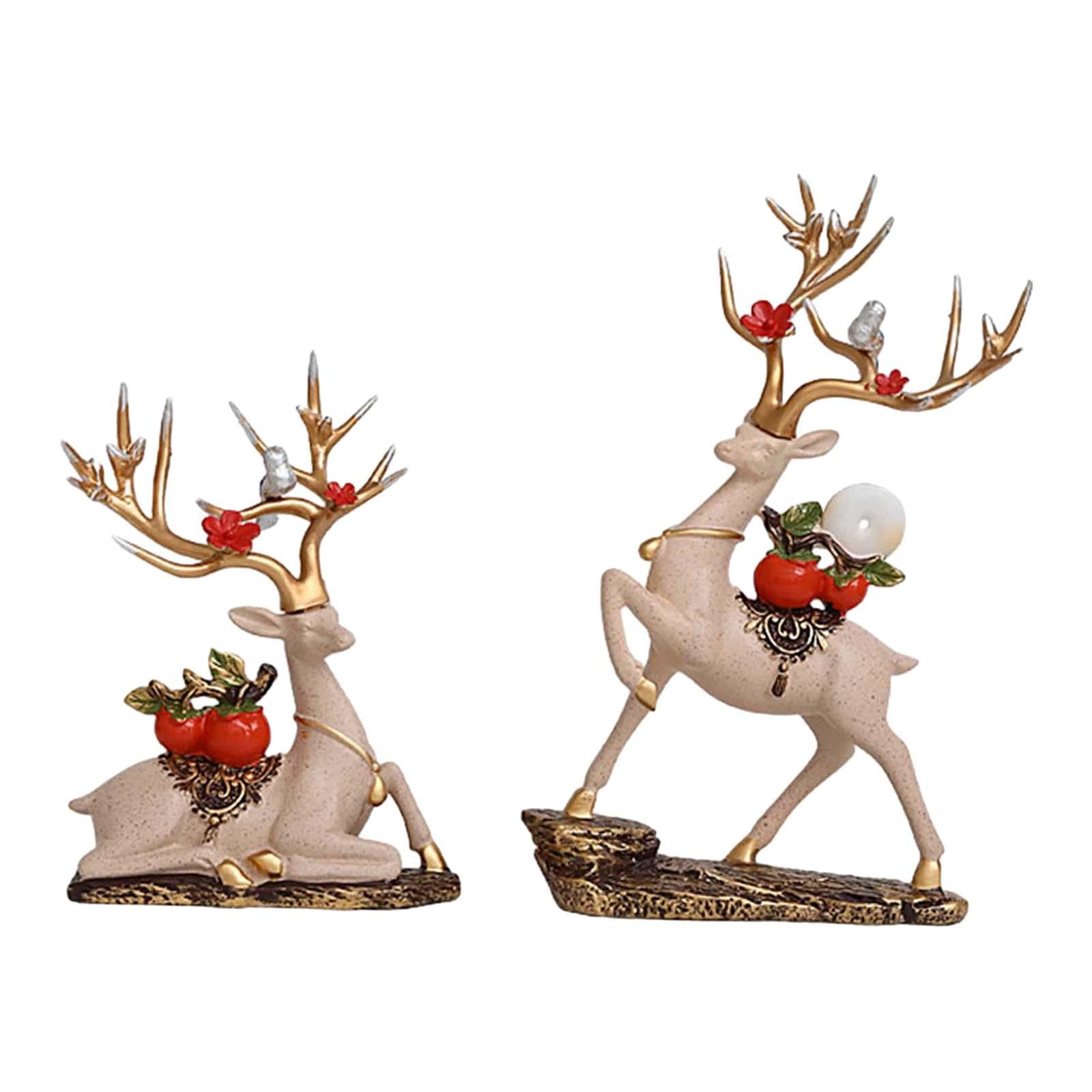 2x Reindeer Statues Decorative Ornament Modern Deer Lover Sculpture