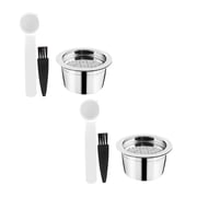 2x Reusable Refillable Coffee , Stainless Steel Metal Refillable Coffee for ALDI Machine with 1 Spoon Brush Set , 3Pcs Set