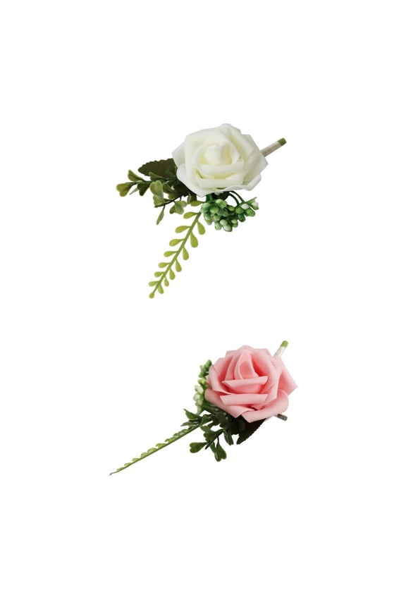 2x Rose Brooch Bride Corsage Banquet Prom Corsage with Clip