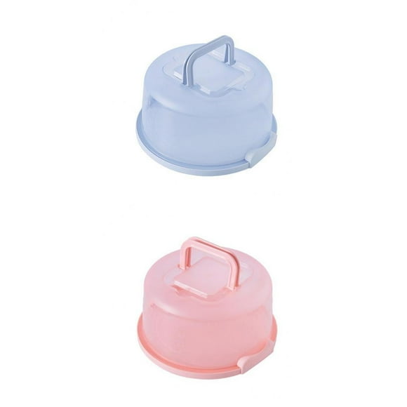 2x Round Cake Storage Container with Lid Lid Handle