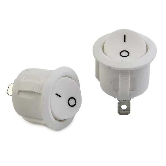 2x Round Rocker Switch White 7/8" Opening SPST on/off 2-Pin AC 6A/250V 10A/125V