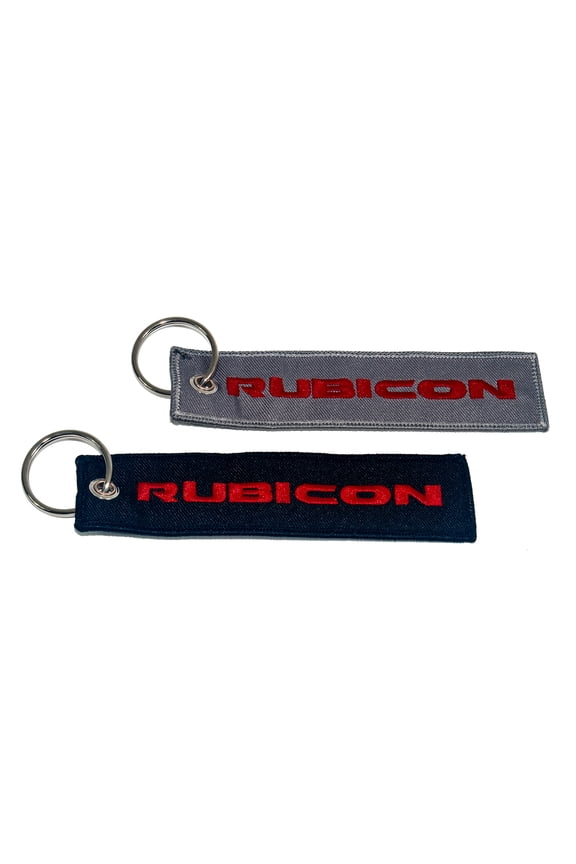 2x Rubicon Keychain Jeep JKU JK Wrangler Rubicon Crew Tag Lock. Black & Charcoal Gray
