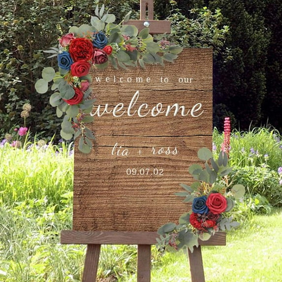 2x Rustic Wedding Arch Flowers Simulation Flower Arrangement Garland Hanging artificial flowers Swag for Wedding Backdrop Home Wall Reception Red