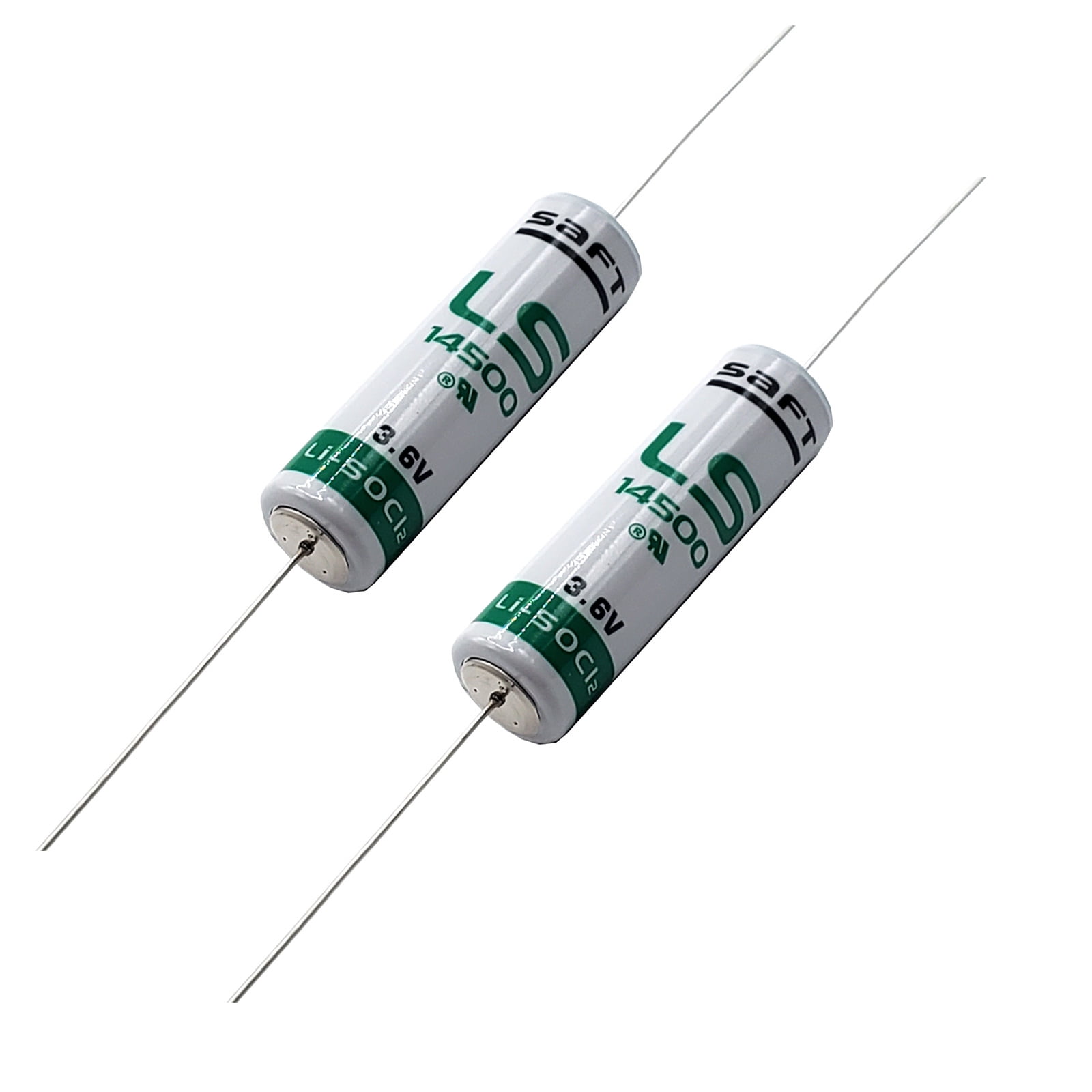 2x SAFT LS14500AX AA Axial 3.6V Lithium Thionyl Chloride Battery