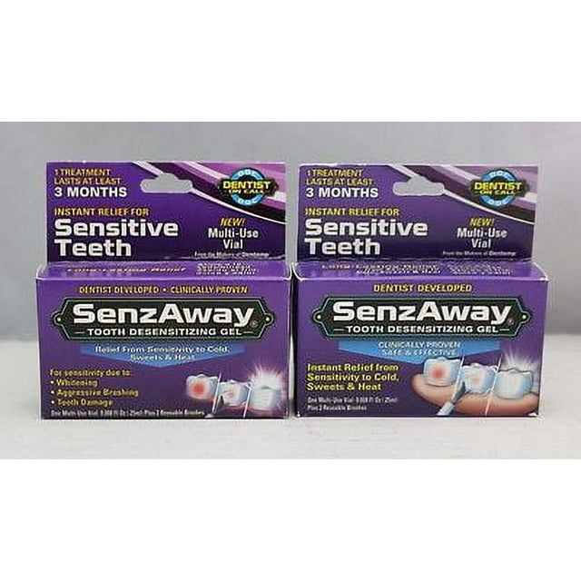 (2x) SenzAway Tooth Desensitizing Gel, 0.25 ml + 2 Reusable Brushes