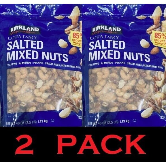 2x Signature Extra Fancy SALTED MIXED NUTS 40 oz Bag 2.5 Lbs - 2 PACK
