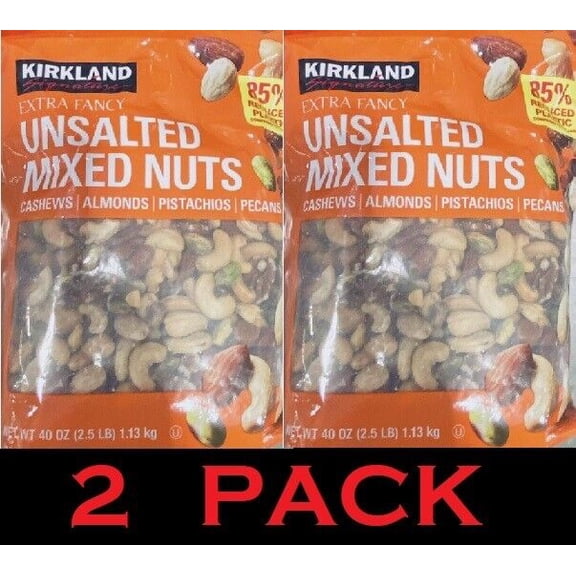 2x Signature Extra Fancy UNSALTED MIXED NUTS 40 oz Bag 2.5 Lbs - 2 PACK