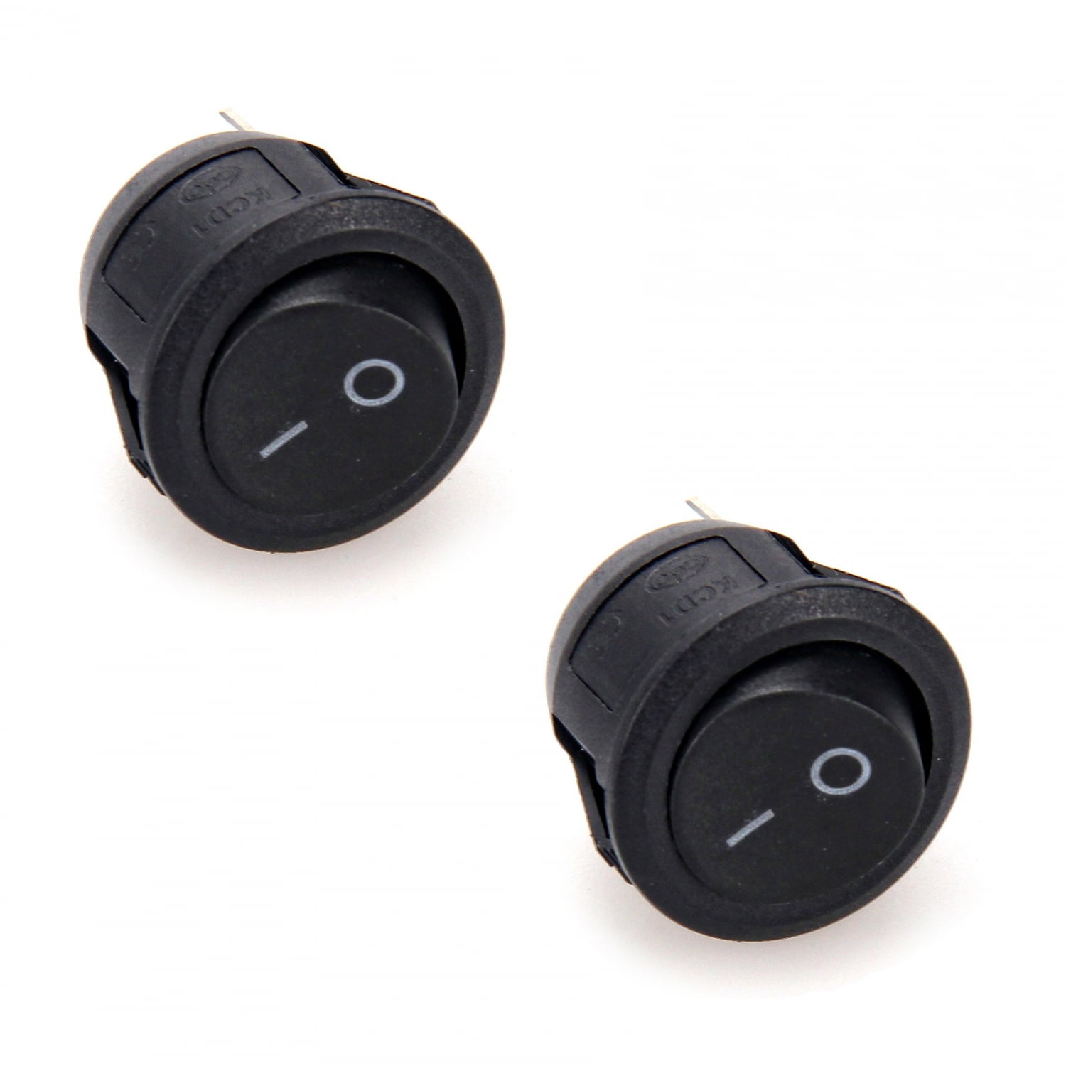 2x Small Black Round Rocker On Off Switch I/O Mini 12V DC SPST Circular ...