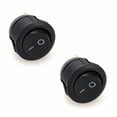 thumbnail image 1 of 2x Small Black Round Rocker On Off Switch I/O Mini 12V DC SPST Circular 7/8", 1 of 12