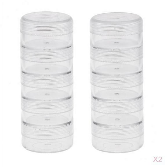 2x Small Clear Bead Storage Container Storage Containers Organizer Jar with Rounded Screw-Top Lids for Beads, Nail Art, Glitter