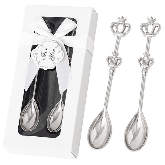 2x Small Tea-Spoons Coffee Spoons Creative-Crown Shape Handle Spoons Fancy-Dessert Stirring Spoons Restaurant Kitchen