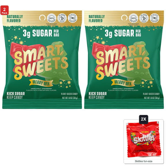 2x | SmartSweets Assorted Gummy Candy, 14 Packs x 50 g Each, with 2 Skittles Fun Size