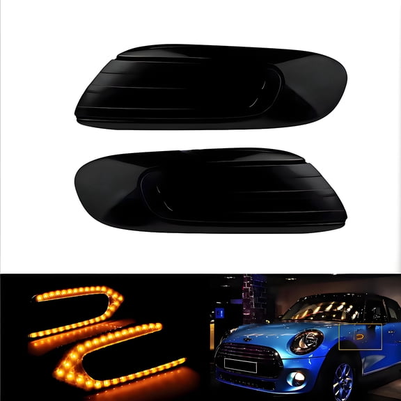2x Smoked Lens LED Side Marker Turn Signal Light For 2014-2020 Mini Cooper F55 F56 Hatchback F57 Convertible OEM# 63137298345, 63137298346, 63137298347, 63137298348, 63137298351, 63137298