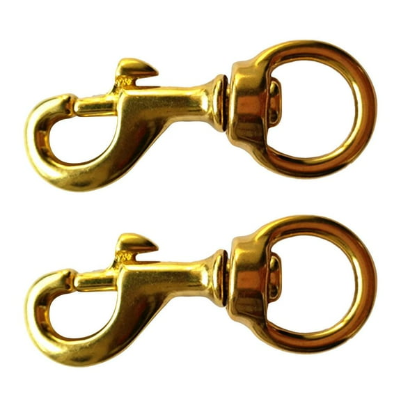 2x Solid Brass Round 11mm Eye Swivel Snap Clip Hook For Keychain Straps 55mm