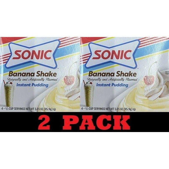 2x Sonic BANANA SHAKE Dessert Instant Pudding Mix 3.03 oz - 2 BOXES