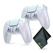 2x Sony PS5 DualSense Wireless Controller - Chroma Pearl + Microfiber Cleaning Cloth