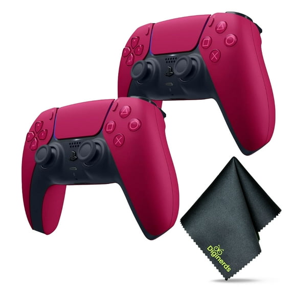 2x Sony PS5 DualSense Wireless Controller V2 (2024 Model) - Cosmic Red + Microfiber Cleaning Cloth