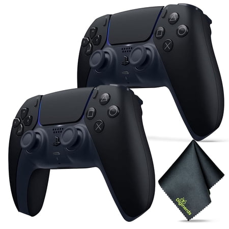 2x Sony PS5 DualSense Wireless Controller V2 (2024 Model) - Midnight Black + Microfiber Cleaning Cloth